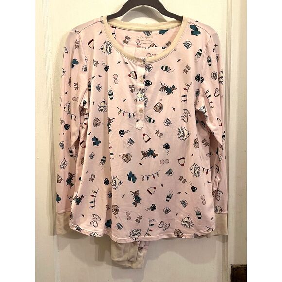 Kate Spade New York Pink Christmas Top and Pants Pajama Set  Women's Size Medium - Picture 3 of 16
